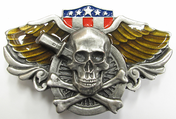 BCKL-013 WING SKULL BELT BUCKLE《シルバー》