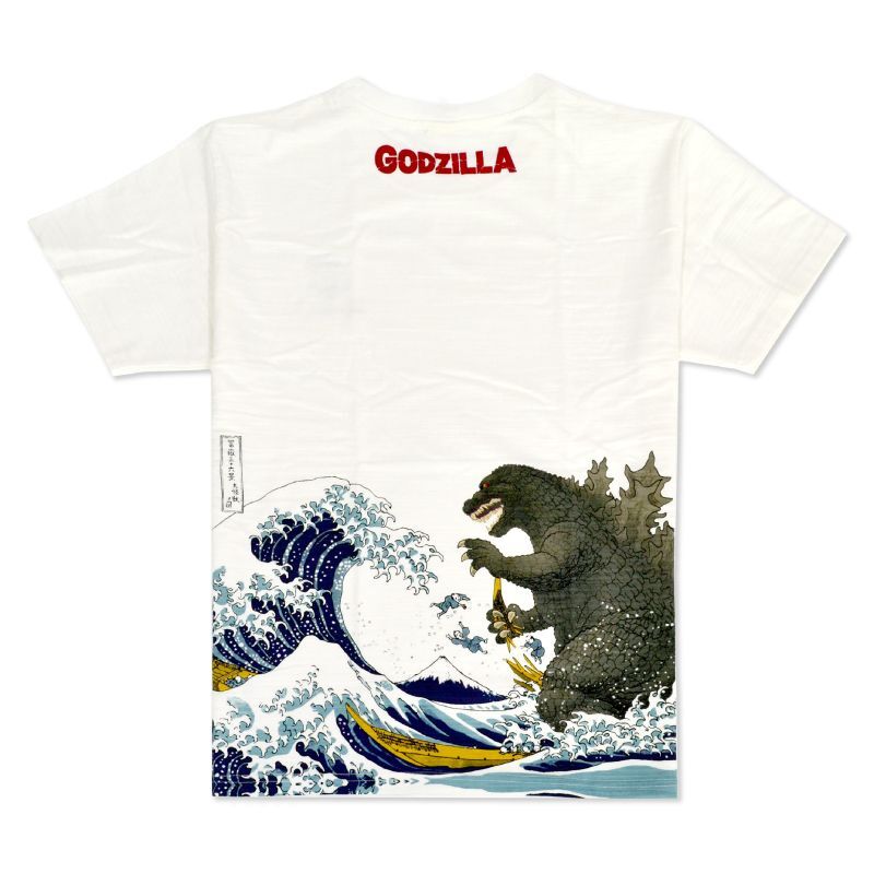 GZT-002 ゴジラ GODZILLA 富嶽三十六景大怪獣ノ図 Tシャツ《ホワイト》