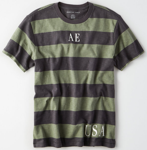 AET-046 AE SHORT SLEEVE STRIPED GRAPHIC TEE《オリーブ》