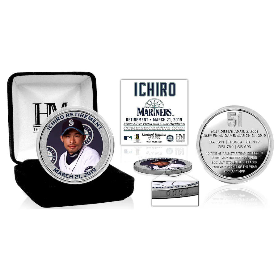 COIN-001 ICHIRO SUZUKI SEATTLE MARINERS HIGHLAND MINT RETIREMENT SILVER COLOR MINT COIN《シルバー》