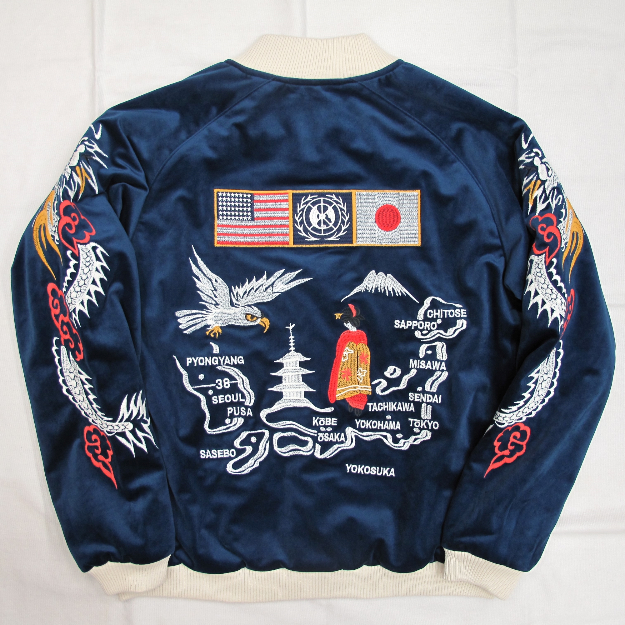 HSSK-005 VELVETTEN SOUVENIR JACKET (NATIONAL FLAG) 《ネイビー》