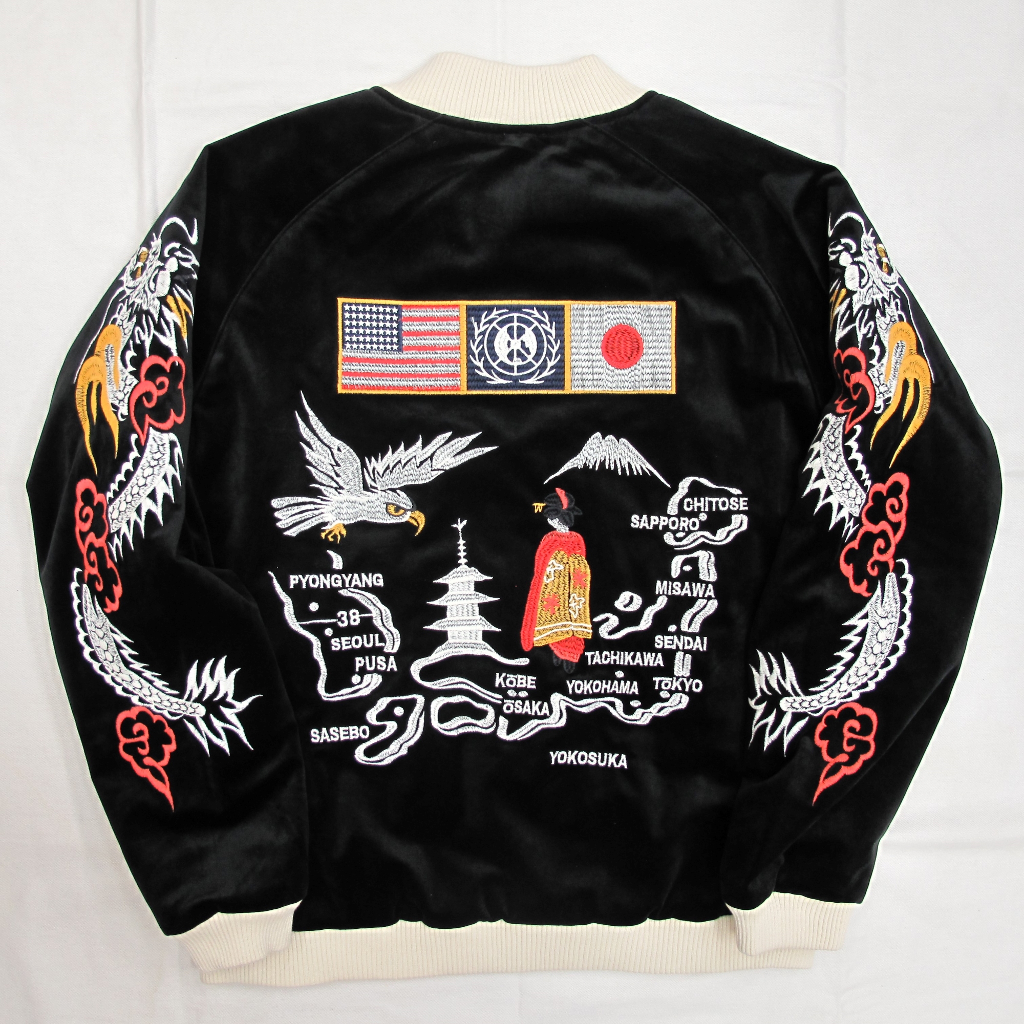 HSSK-005 VELVETTEN SOUVENIR JACKET (NATIONAL FLAG) 《ブラック》