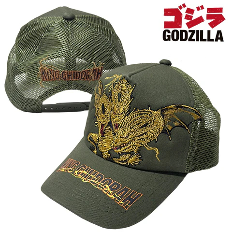 GZCAP-002 キングギドラ 刺繍プリント メッシュキャップ《カーキ》