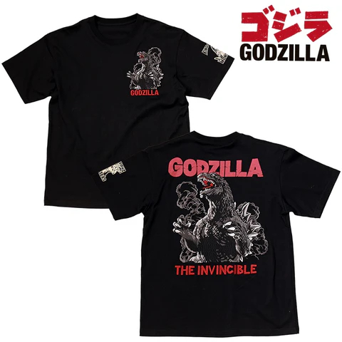 GZT-011 ゴジラ GODZILLA 刺繍プリント 天竺 Tシャツ《ブラック》