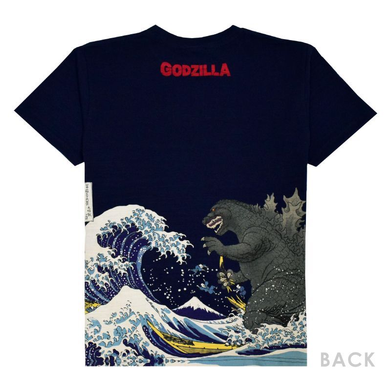 GZT-002 ゴジラ GODZILLA 富嶽三十六景大怪獣ノ図 Tシャツ《ネイビー》