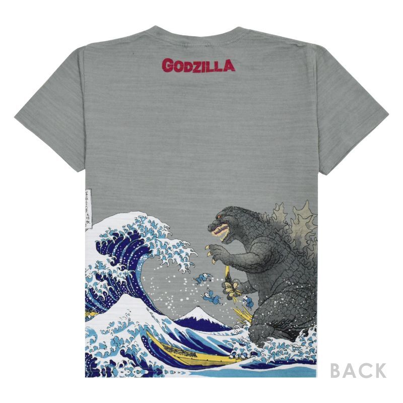 GZT-002 ゴジラ GODZILLA 富嶽三十六景大怪獣ノ図 Tシャツ《グレー》