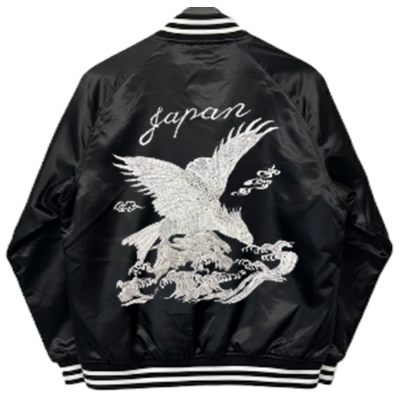 BRSL-014 サテン イーグル スカジャン（中綿あり）《ブラック×ブラック》