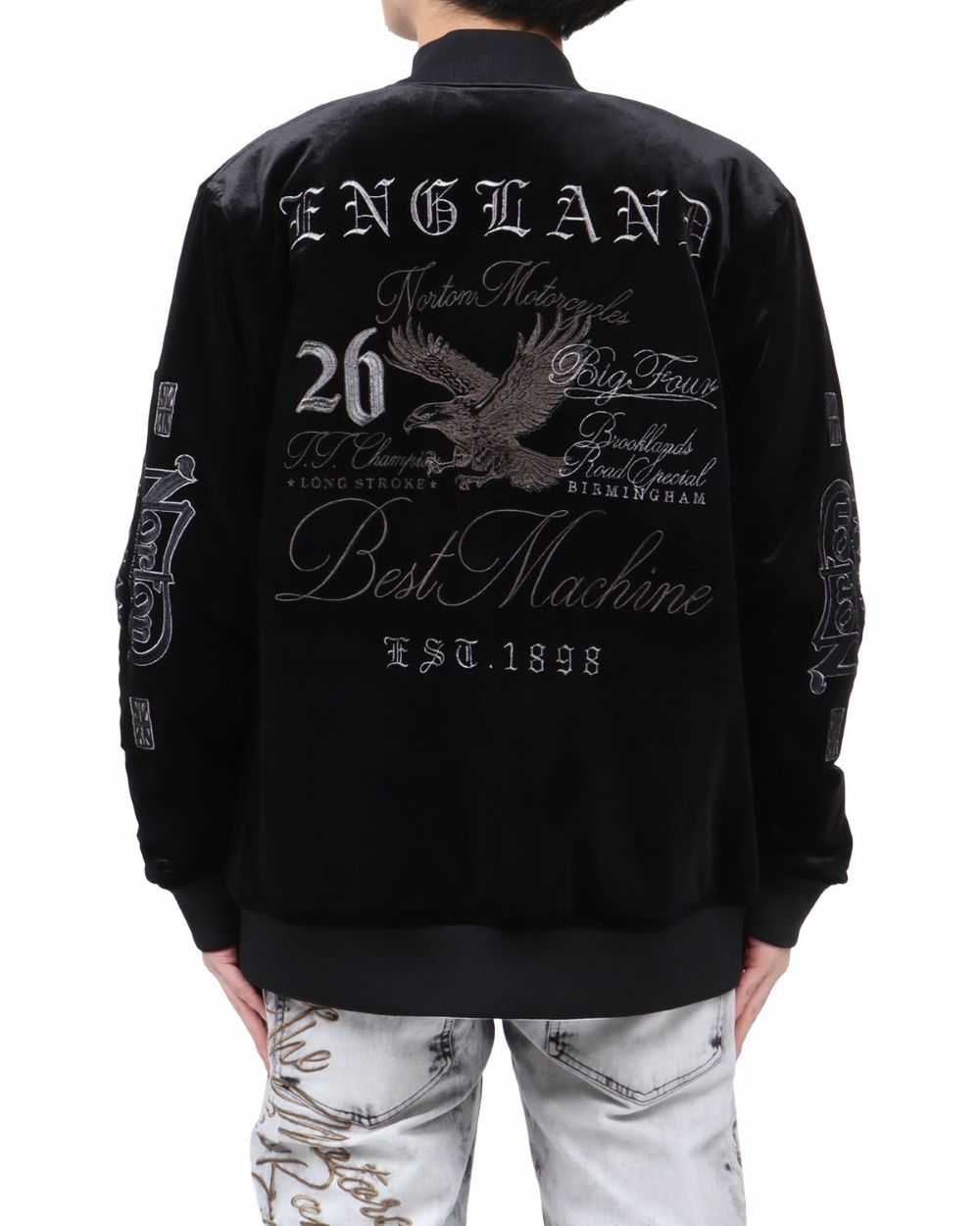 NT-076 Norton イーグル ベロア スカジャン《ブラック》