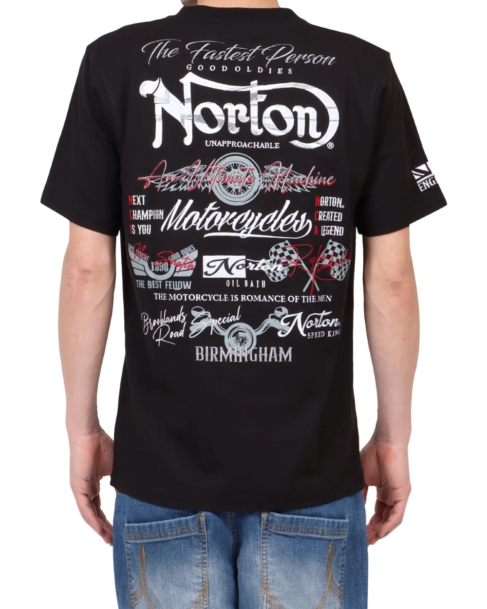 NT-025 Norton ユニオンジャックロゴ ラメ刺繍 TEE《ブラック》