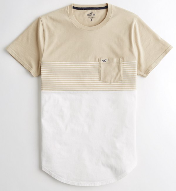 HLT-073 COLORBLOCK CURVED HEM T-SHIRT《ベージュ》