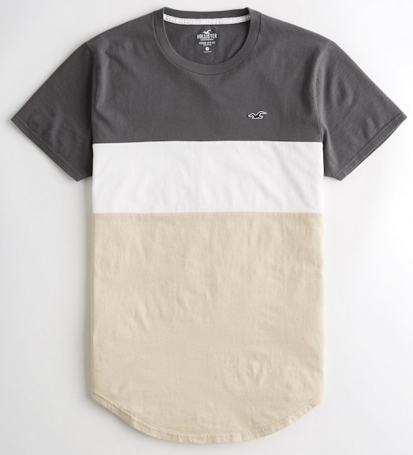 HLT-074 COLORBLOCK CURVED HEM T-SHIRT《グレー》