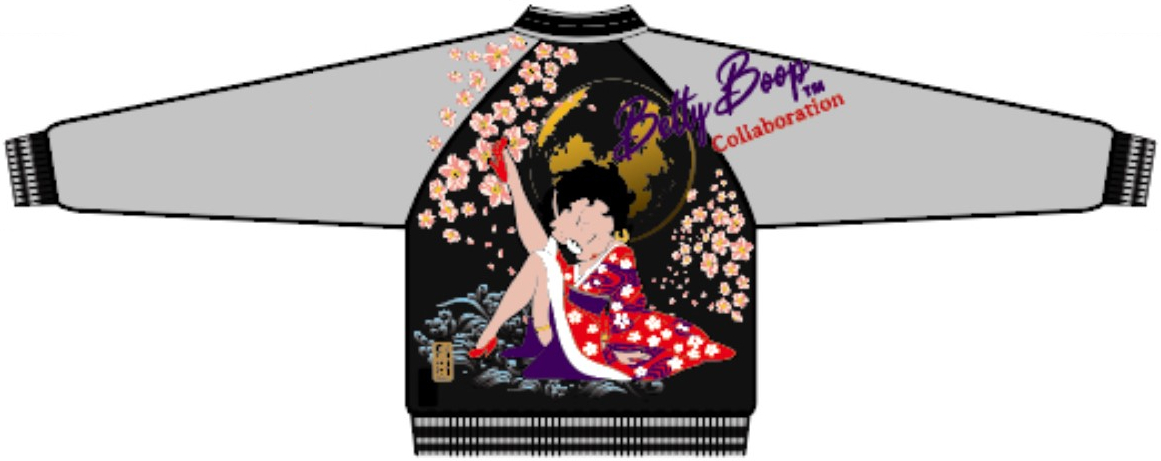 BBSK-001 BETTY BOOP 桜月夜 リバーシブル スカジャン《ブラック×シルバー》《シルバー×ブラック》